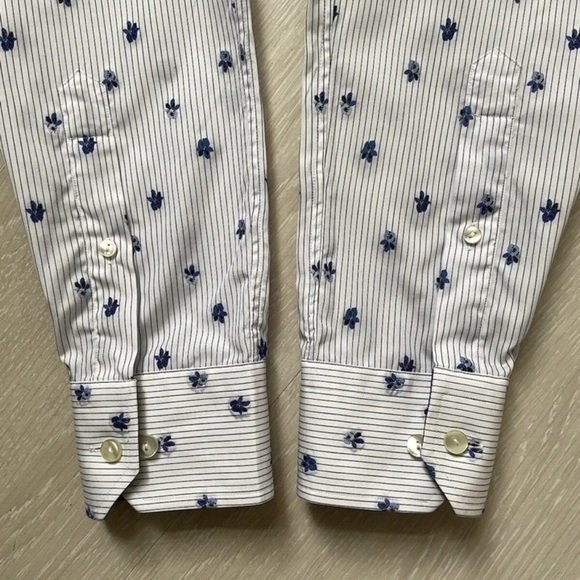 Eton Designer Button Down Striped Floral Size 16 - Picture 3 of 5